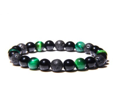Obsidian Hematite Tiger Eye Bead Bracelet
