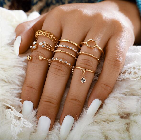 Bohemian Geometric 8pc Ring Set