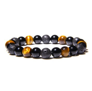 Obsidian Hematite Tiger Eye Bead Bracelet