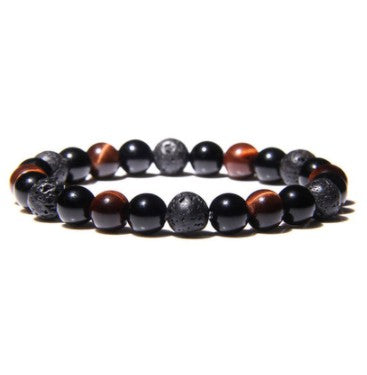 Obsidian Hematite Tiger Eye Bead Bracelet