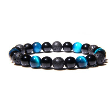 Obsidian Hematite Tiger Eye Bead Bracelet