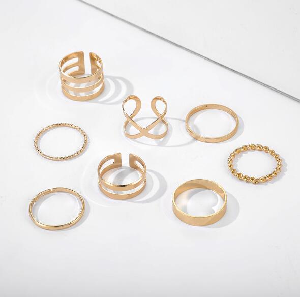 Round Hollow 8pc Ring Set