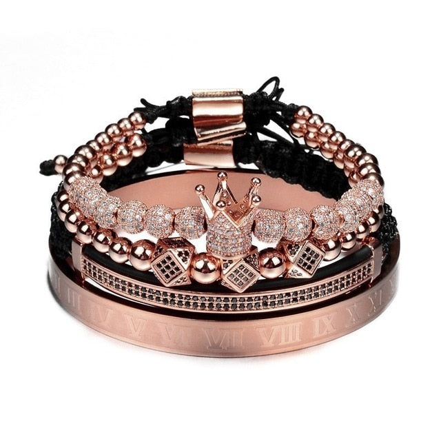 Men Pave Crown Roman Numeral Bracelet