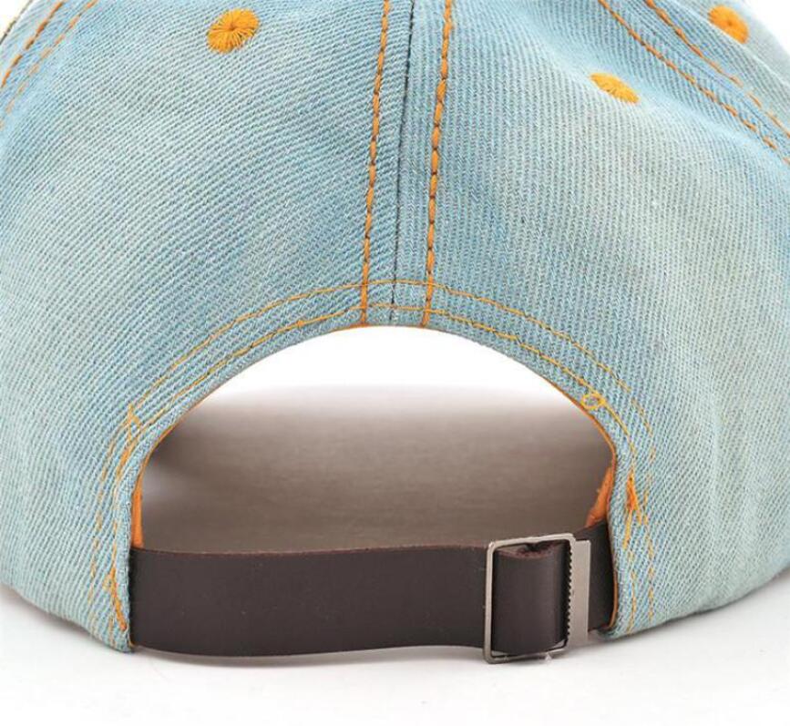 Embroidered Flower Distressed Vintage Denim Hat