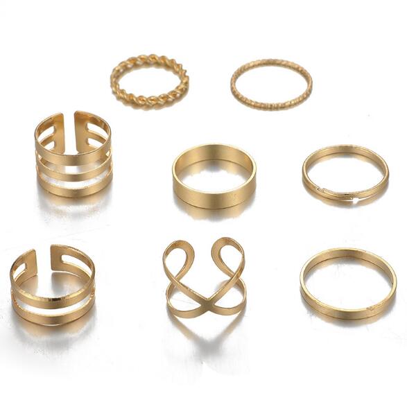 Round Hollow 8pc Ring Set