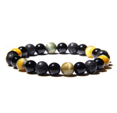 Obsidian Hematite Tiger Eye Bead Bracelet