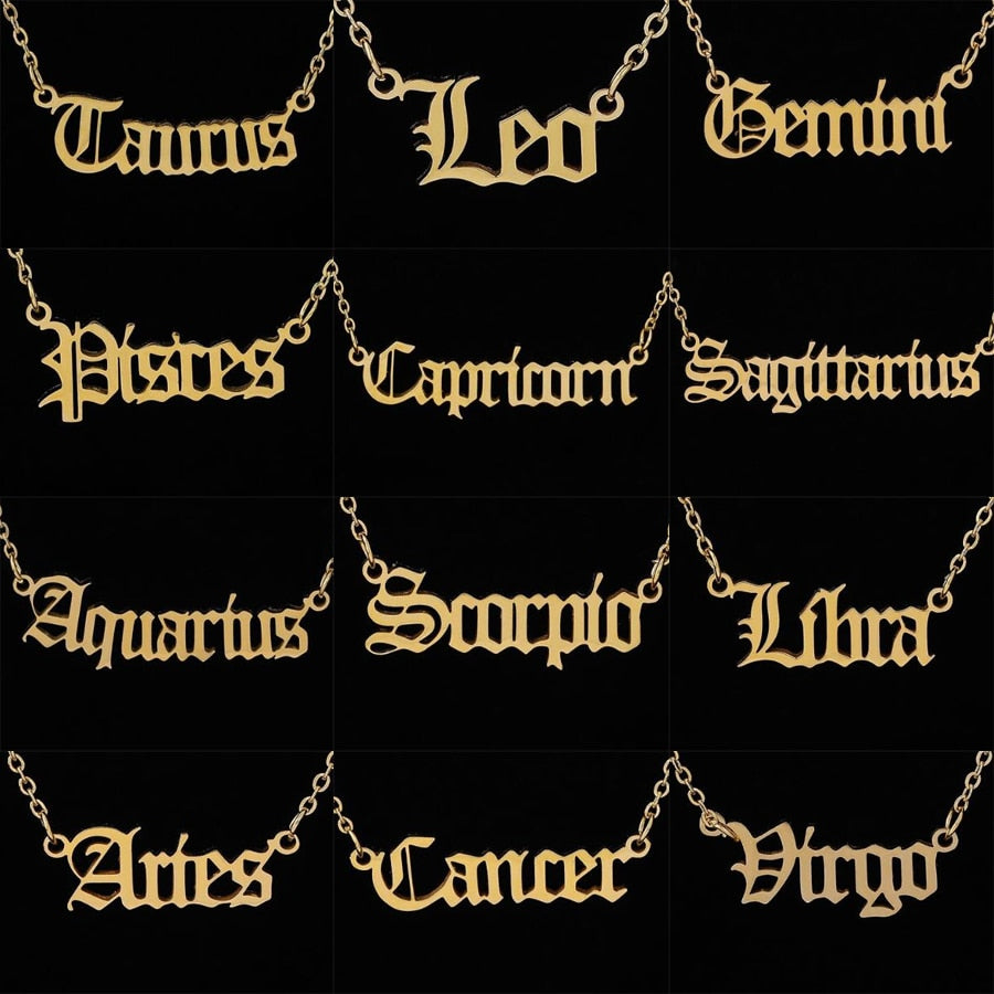 Plated Zodiac Title Necklace