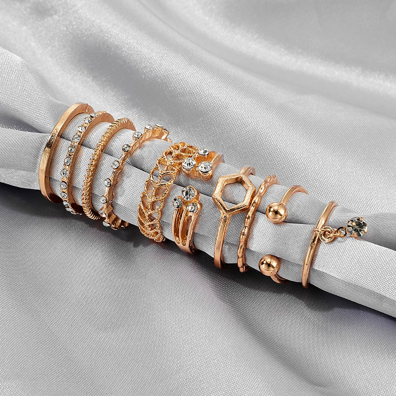 Bohemian Geometric 8pc Ring Set
