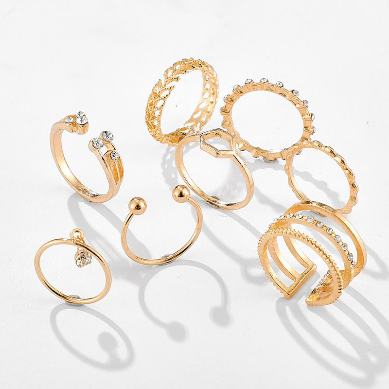 Bohemian Geometric 8pc Ring Set